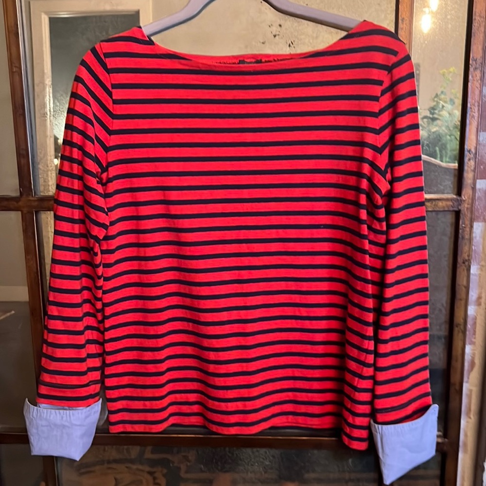 J. Crew - small- red with navy stripes 100% cotton